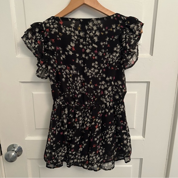 Black H&M Frilly Short Sleeve Blouse US6 S Party Club Feminine - Picture 4 of 12